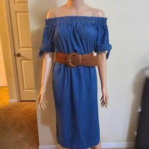 JCrew denim off shoulder dress